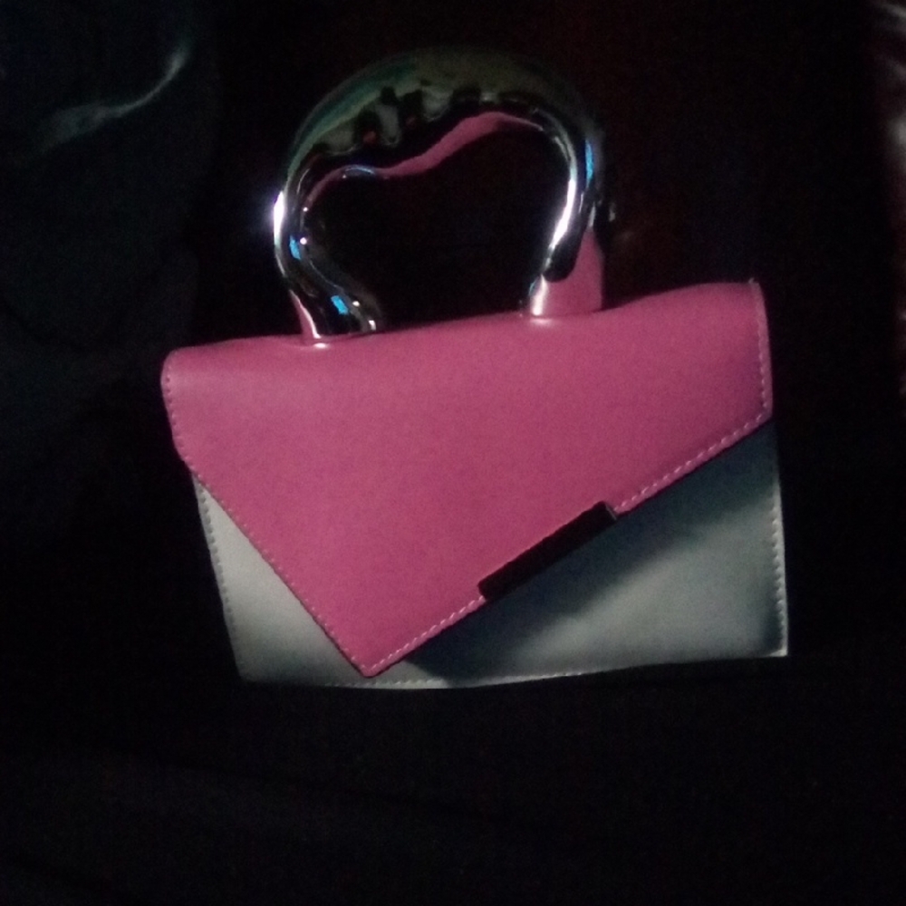 Modern Pink and White Clutch with Geometric Design